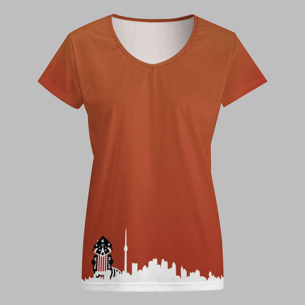 3 - Raccoon Top - T-Shirt V-neck Women's