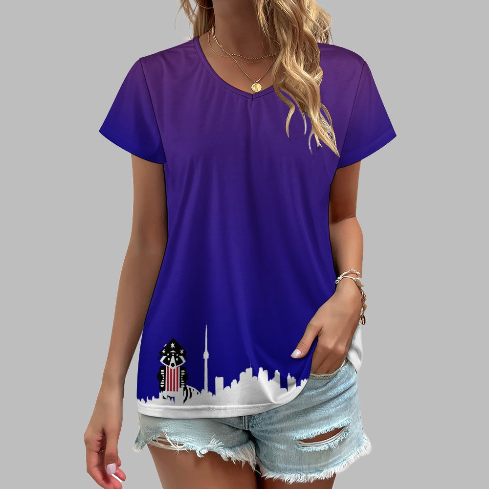 3 - Raccoon Top - T-Shirt V-neck Women's