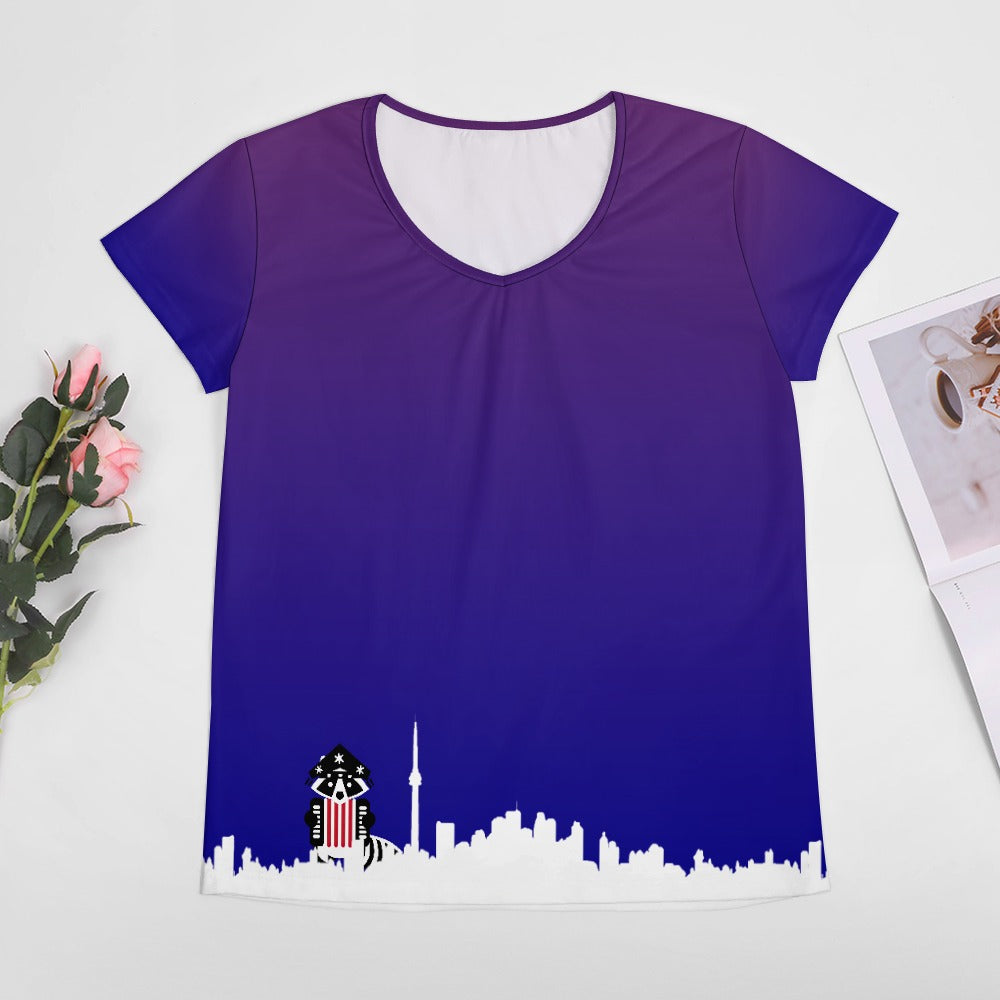 3 - Raccoon Top - T-Shirt V-neck Women's